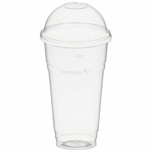Trinkbecher 500ml mit Domdeckel ohne Halmloch aus PLA 50 Stk.