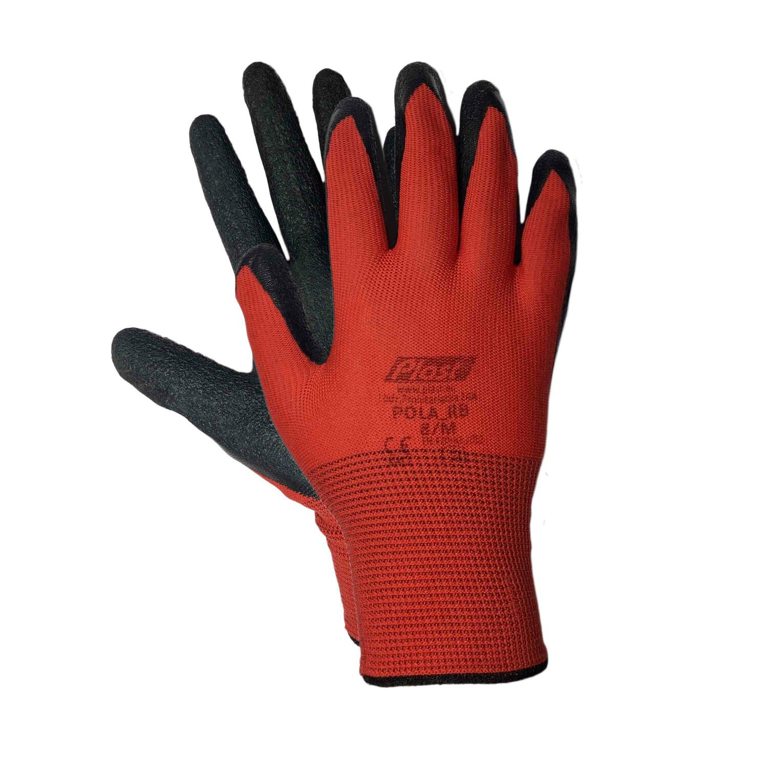 PLA-12-15-82B-LA8_RE Arbeitshandschuhe , Montagehandschuhe Nylon Latex M-8 rot / schwarz, 12 Paar – Bild 1