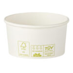 Eisbecher Pappbecher 100% ohne Kunststoff 260ml O92 Höhe 55mm weiß, 50 Stk.