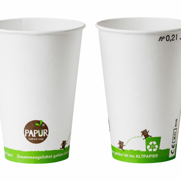 Kaltgetränkebecher Pappbecher PAPUR mit CE Eichstrich 200 ml, 100 Stk.