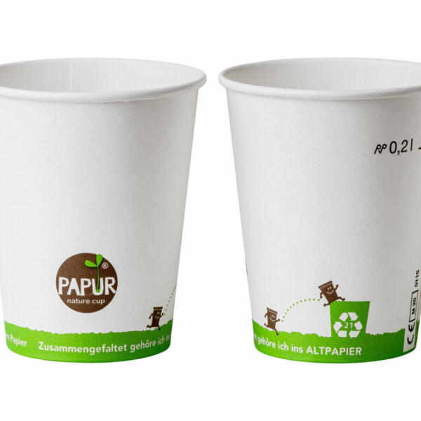 Heissgetränkebecher Pappbecher PAPUR 80mm O mit Eichstrich 200 ml, 75 Stk.
