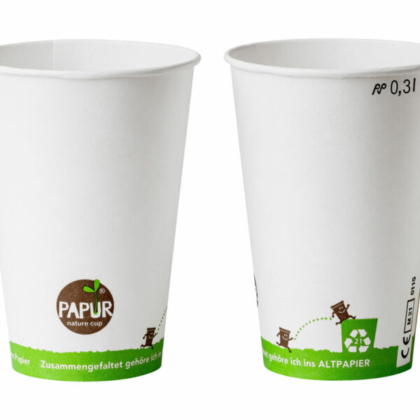Heissgetränkebecher Pappbecher PAPUR 80mm O mit Eichstrich 300 ml, 75 Stk.