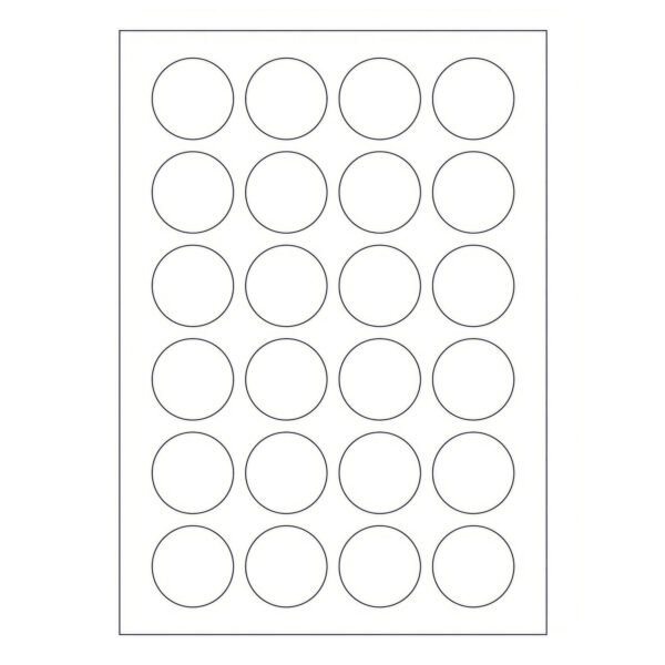 Etiketten Labels selbstklebend weiß rund Durchmesser: 40mm auf DIN A4, 2400 Stk.