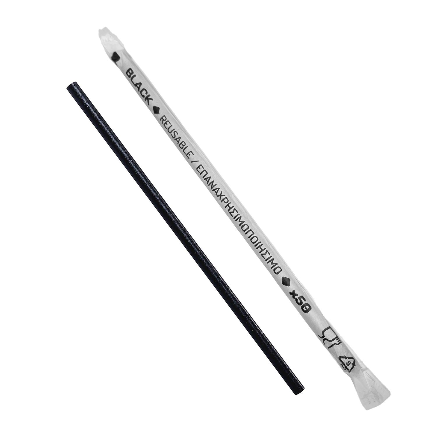 Strohalme-2 Trinkhalme Kunststoff PP Mehrweg schwarz einzeln gehüllt 180 mm O 4.2mm, 500 Stk. – Bild 1
