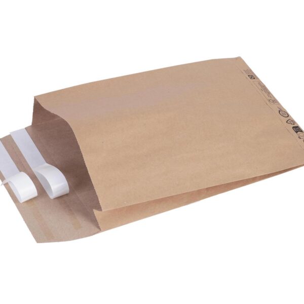 Papierversandtaschen mit Doppelfixverschluss 360x100x560 + 100mm Klappe braun, 250 Stk.