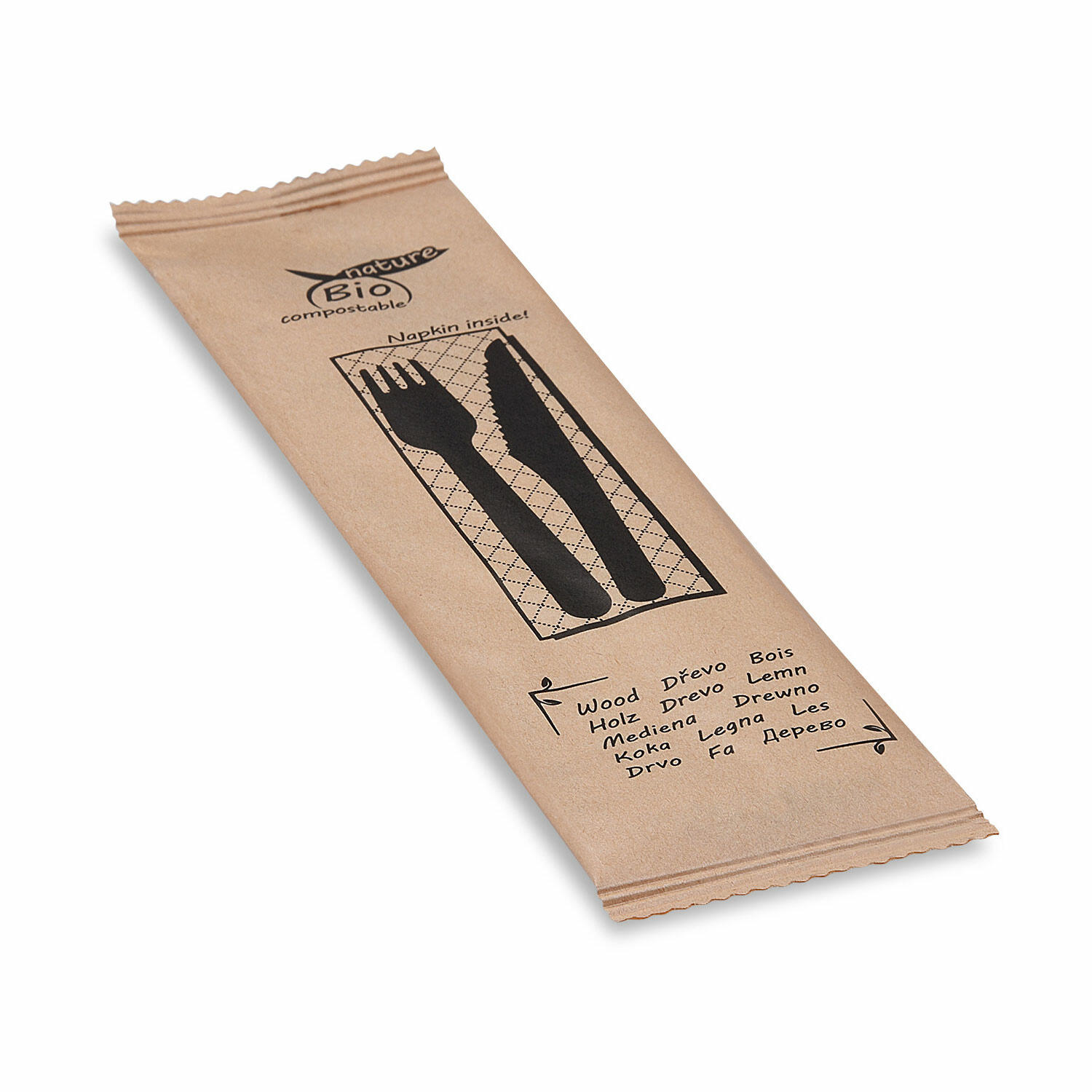 WX-40021 Bestecksets aus Holz, 3-teilig, hygienisch verpackt, 60 Stk. – Bild 1