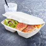 Menüboxen Lunch-Boxen 2-geteilt aus Zuckerrohr Bagasse 1000ml 241x202x70mm, 50 Stk. – Bild 2
