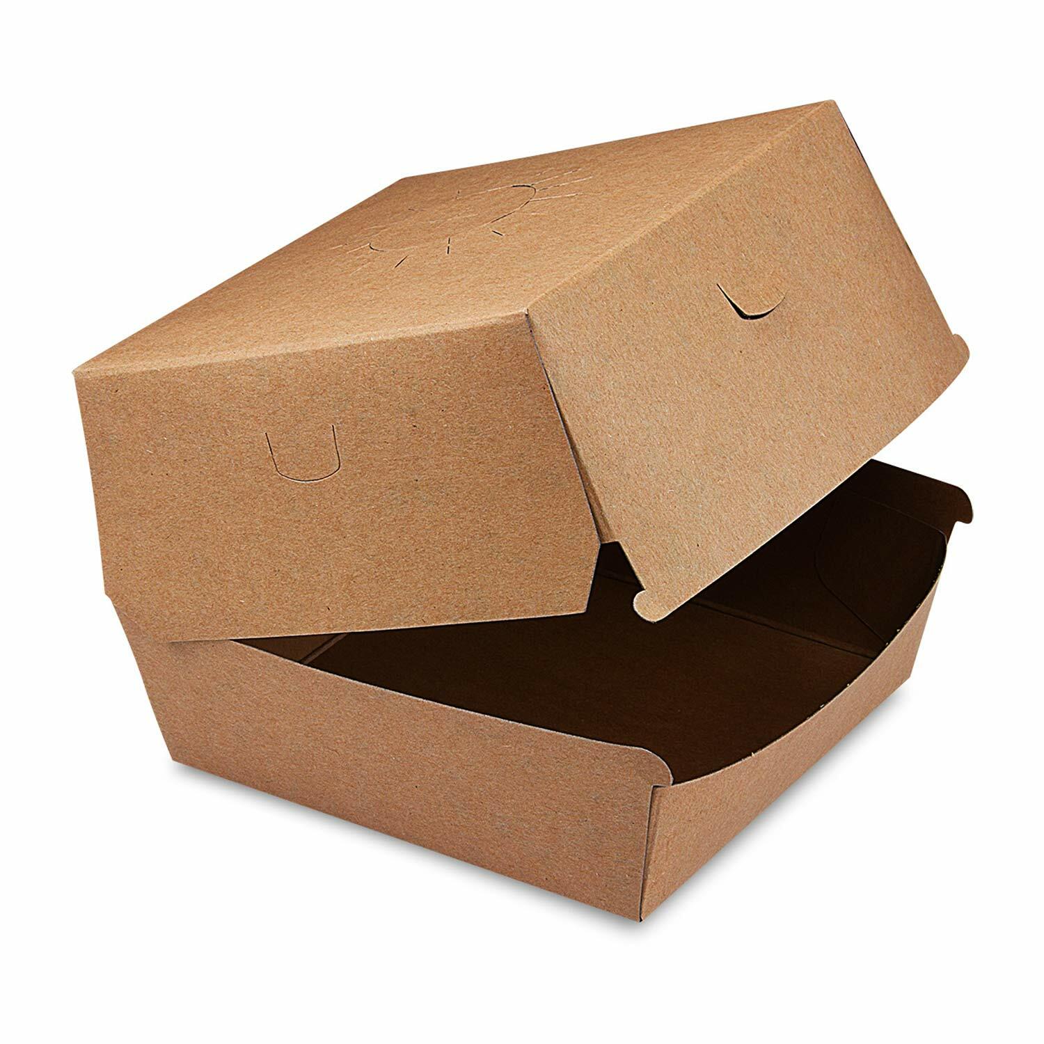 WX-48507 Hamburgerboxen kraft braun mit Fettbarriere 13,5x13,5x10cm, 50 Stk. – Bild 1
