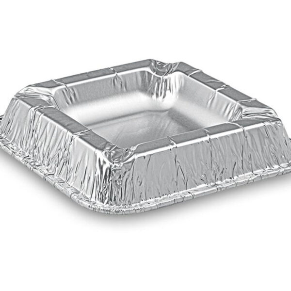 Alu Aschenbecher aus kräftigem Aluminium, eckig, 12,6 x 12,6 x 2,2 cm, 10 Stk.