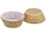 Muffinkapseln Gebäckkapseln Gold mit weißen Sternen O 50 x 30 mm, 40 Stk.