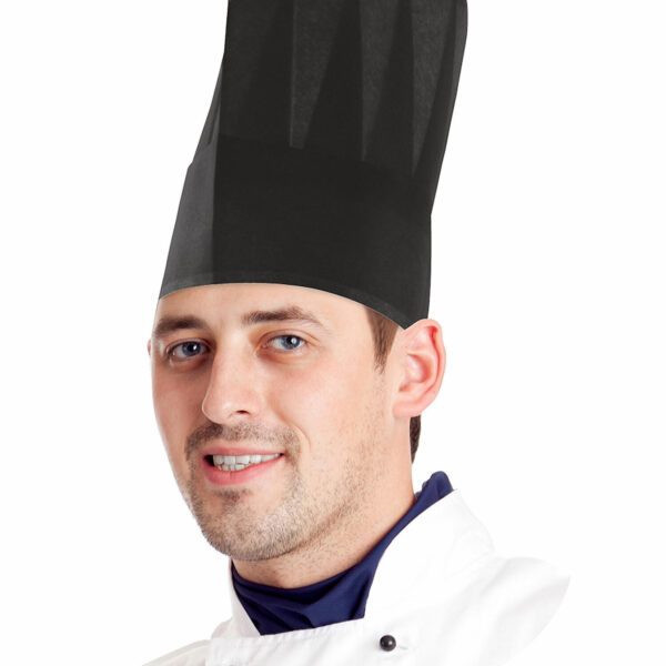 Kochmütze aus Papier, schwarz, 10 Stk.