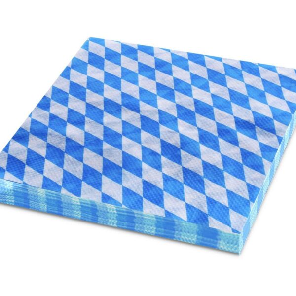 Servietten 1-lagig, 33x33cm Bayerische Raute blau, 100 Stk.