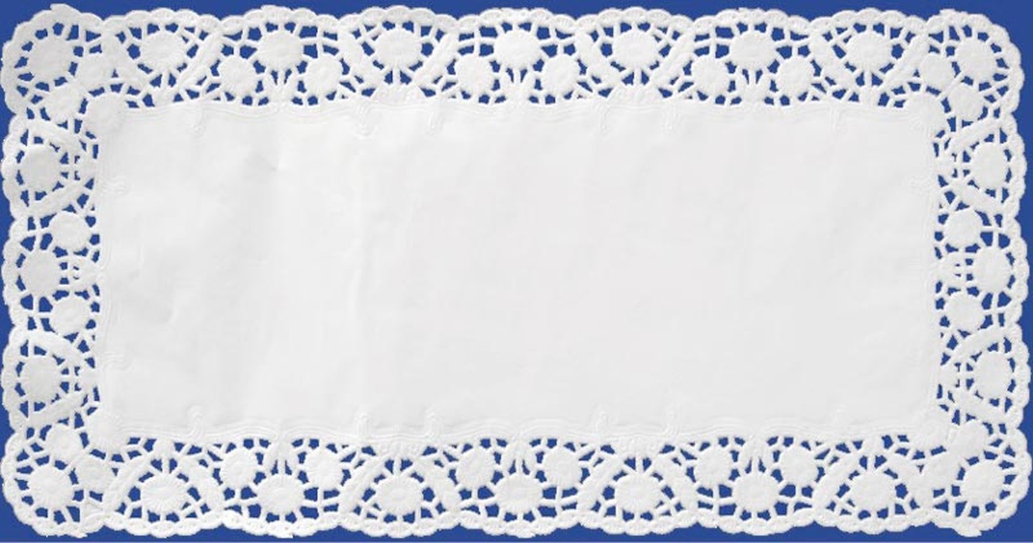 WX-72215 Deko-Tortenspitzen eckig, weiß, 15 x 24 cm, 100 Stk. – Bild 1
