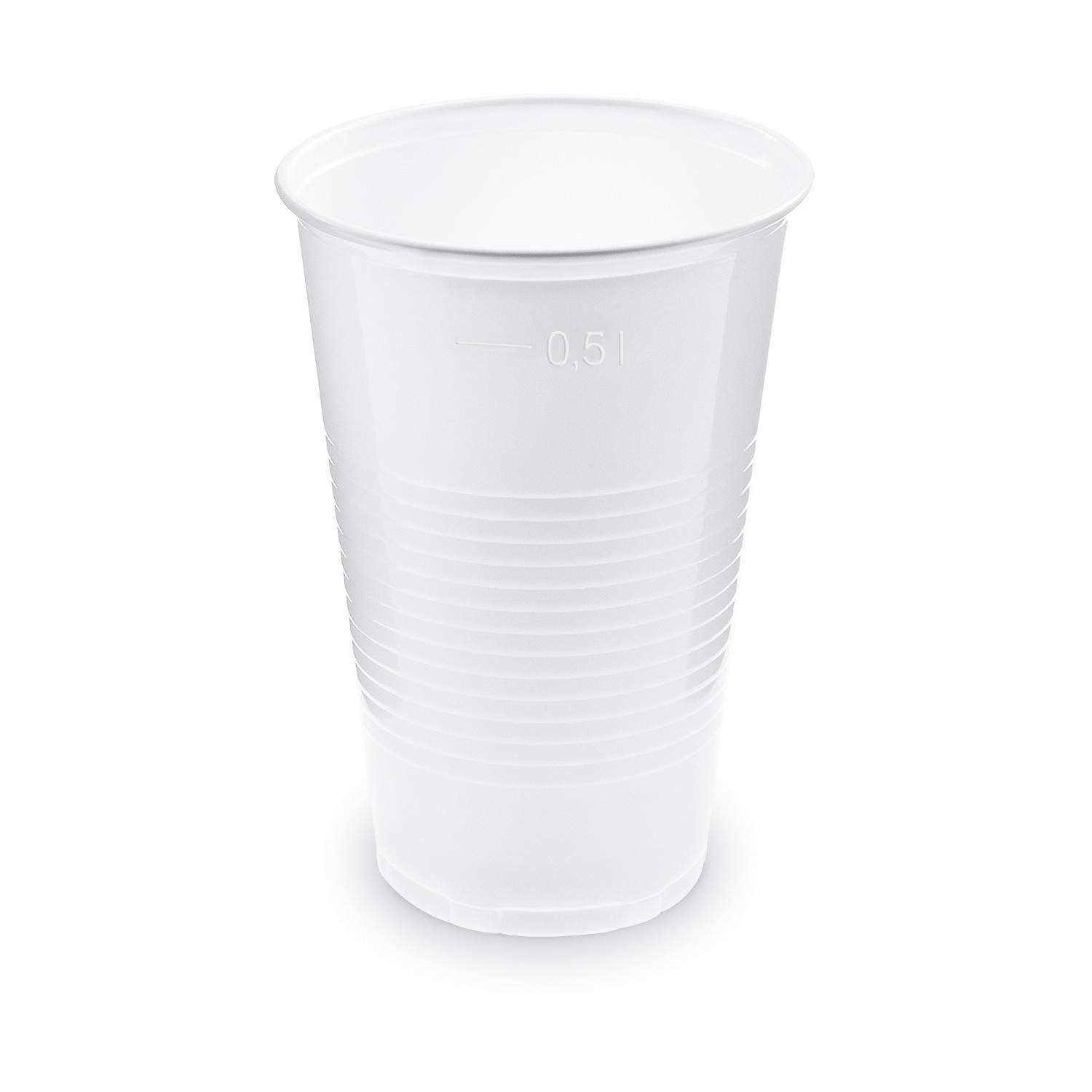 WX-73205 Trinkbecher Getränkebecher weiß mit Eichstrich bei 0,5l | 500 ml PP, 50 Stk. – Bild 1