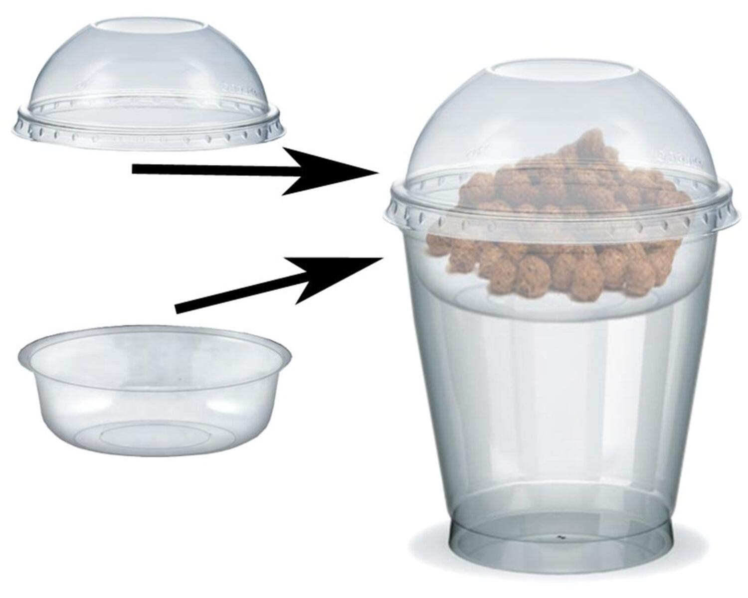 WX-76103_SETEIN Feinkostbecher für Salat, Müsli, Joghurt mit Einsatz + Deckel 300 ml, 100 Stk. – Bild 1