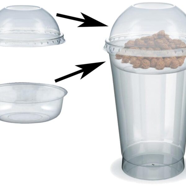 Feinkostbecher für Salat, Müsli, Joghurt mit Einsatz + Deckel 500 ml, 100 Stk.