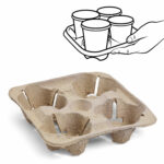Getränkehalter Tragetablett Becherhalter 4 Becher Coffee to Go 21x21cm, 30 Stk.