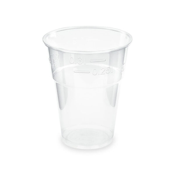 Einweg-Trinkbecher klar 300 ml 0,3 l Eichstrich PLA o 84mm 50 Stk.