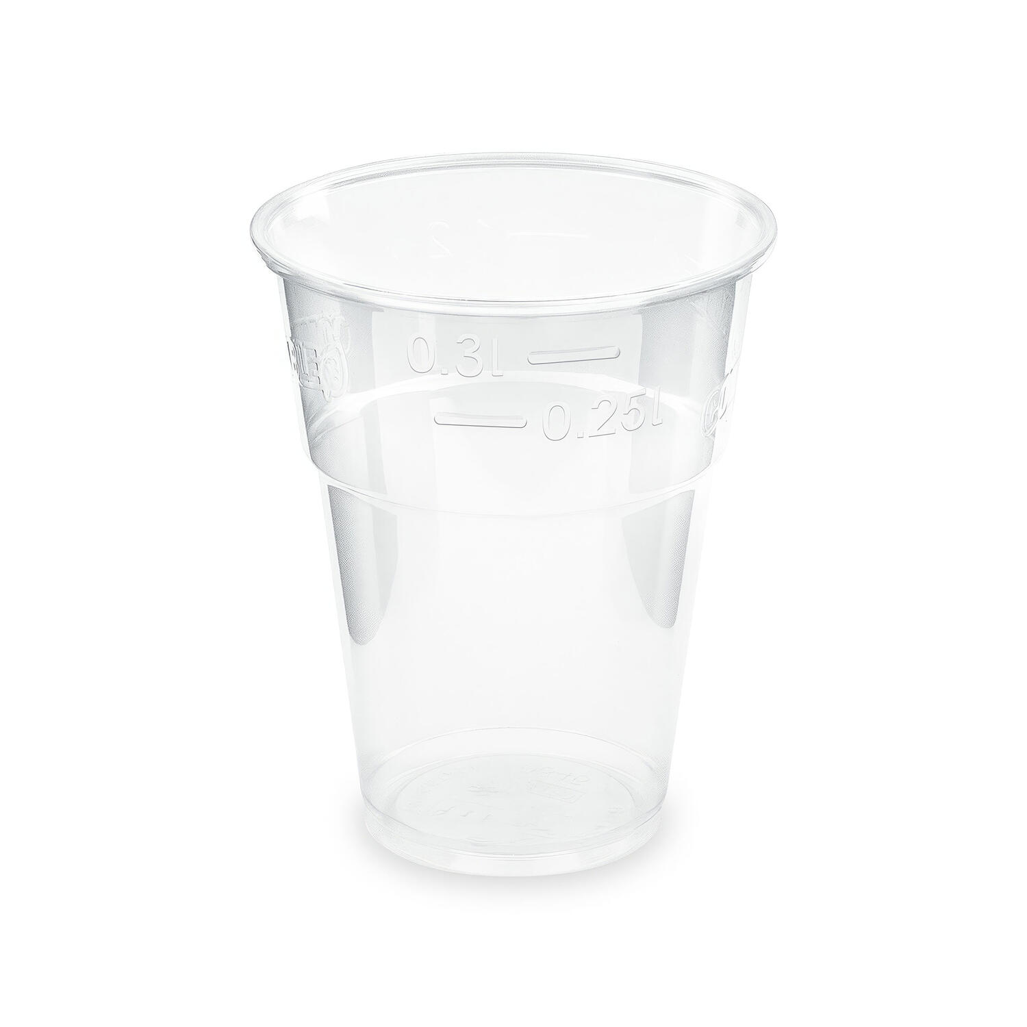 WX-76313 Einweg-Trinkbecher klar 300 ml 0,3 l Eichstrich PLA o 84mm 50 Stk. – Bild 1
