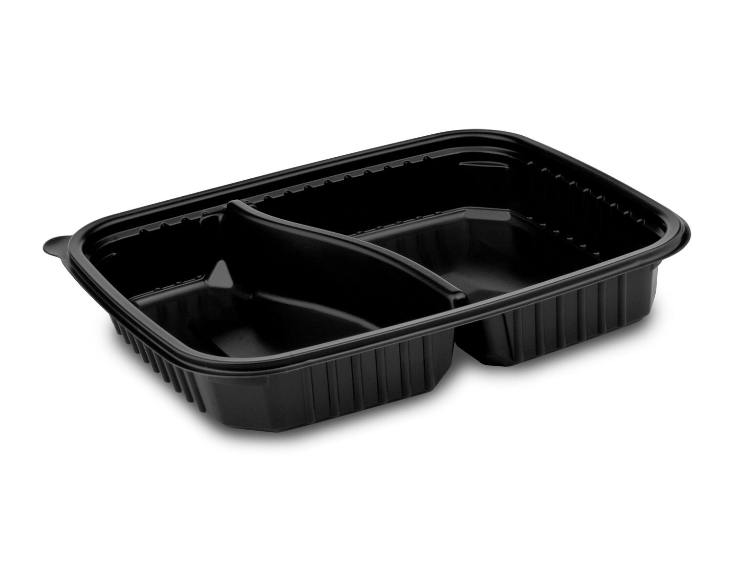 WX-78222 Mikrowellenschalen 2-geteilt - schwarz 'L' 1100 ml - 25x18,5x4 cm, 50 Stk. – Bild 1