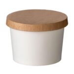 Eisbecher aus Pappe Papierbecher weiß O90mm 250 ml mit braunem Deckel, 50 Stk.