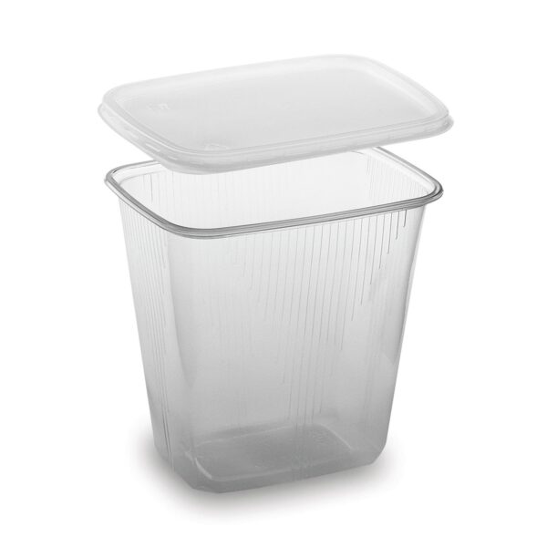 Rechteckbecher klar 500 ml mit Deckel PP mikrowellengeeignet, 250 Stk.