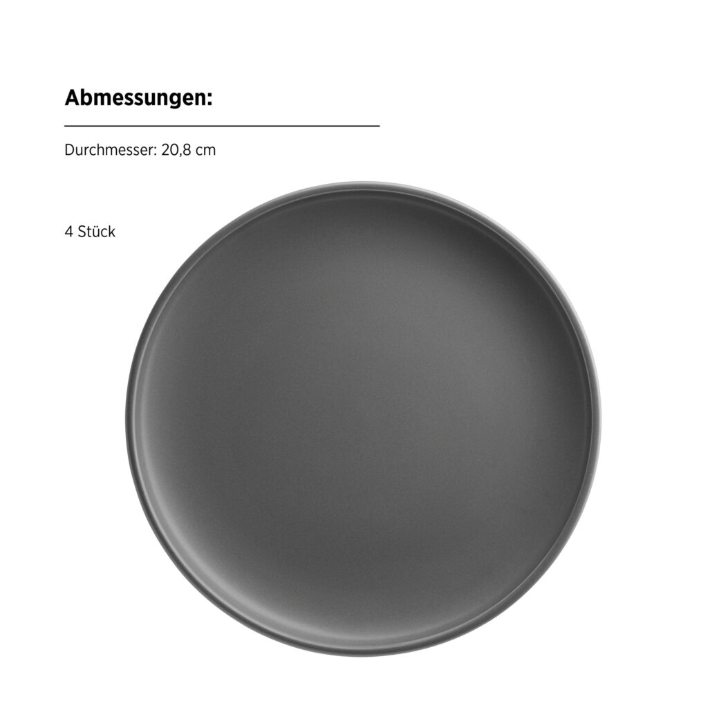 Mäser VADA Dessertteller 20,8 cm, 4er-Set, DUNKELGRAU