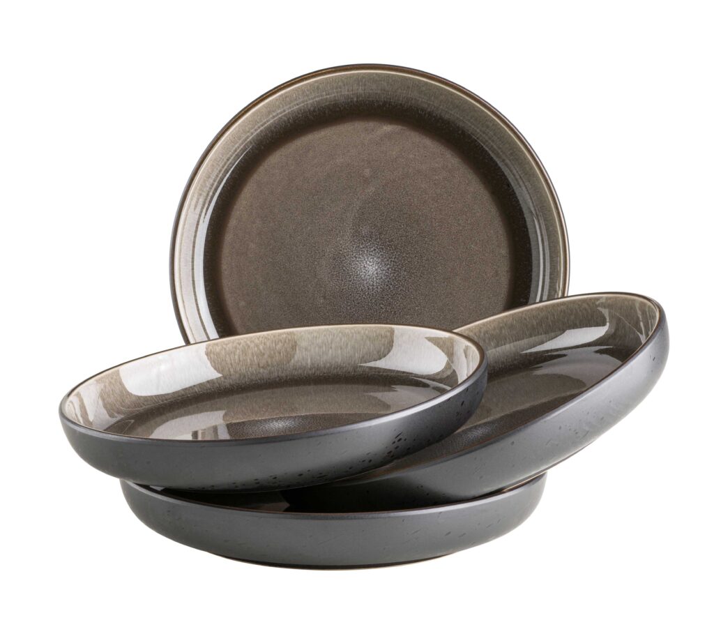 Mäser NIARA Teller tief 24 cm, 4er-Set, SCHWARZ/GRAU