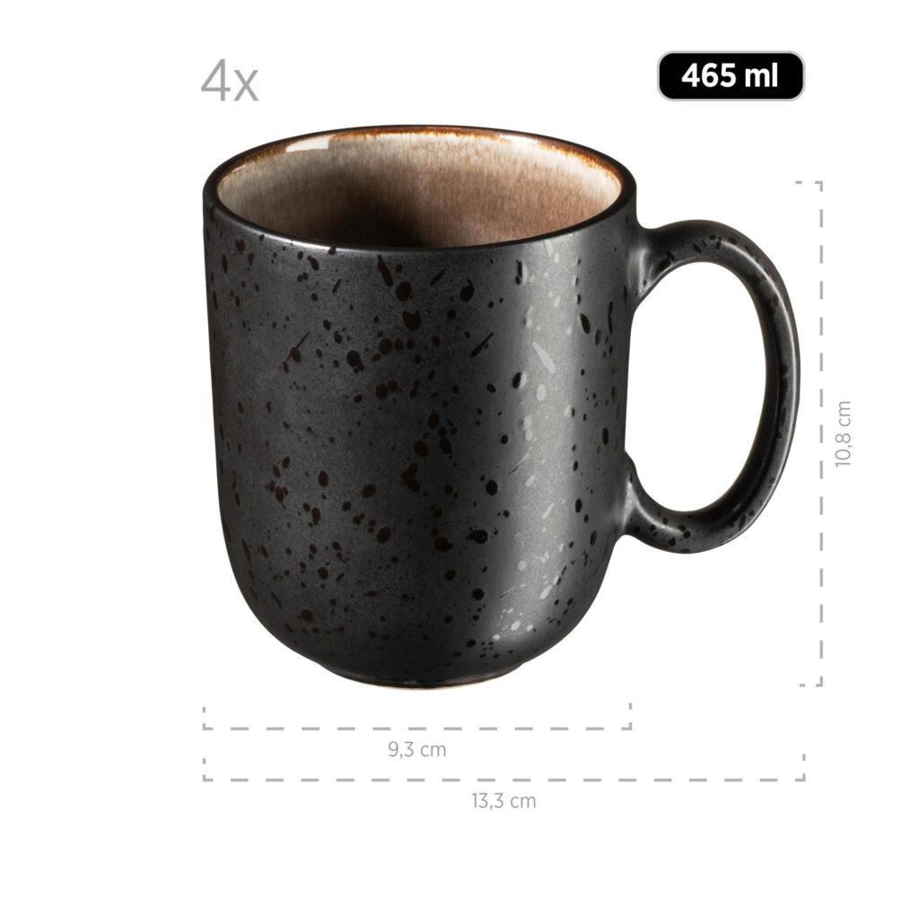 Mäser NIARA Kaffeebecher 465 ml, 4er-Set, SCHWARZ/GRAU