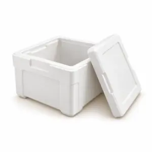 Weiße Isolierbox mit Deckel für den Speisentransport