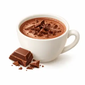 Tasse Trinkschokolade mit Schokoladenstücken