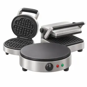 Waffeleisen, Crêpegerät und Kontaktgrill als 3D-Illustration