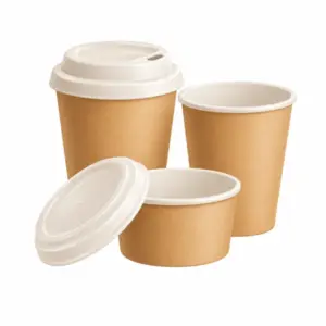 Takeaway-Becher mit Deckeln als 3D-Illustration