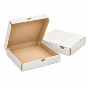 Zwei Pizzakartons, einer geöffnet als 3D-Illustration