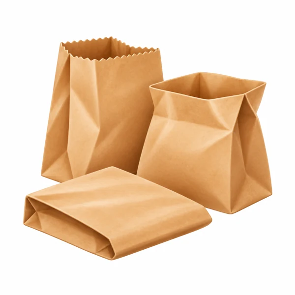 Zwei Papierbeutel für Snacks als 3D-Illustration