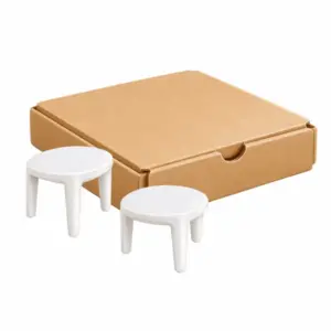 Pizza-Abstandhalter neben Pizzakarton als 3D-Illustration