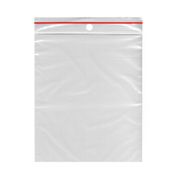Druckverschlussbeutel 40 x 60 mm mit Rundlochung Farbstreifen rot 1000 Stk.
